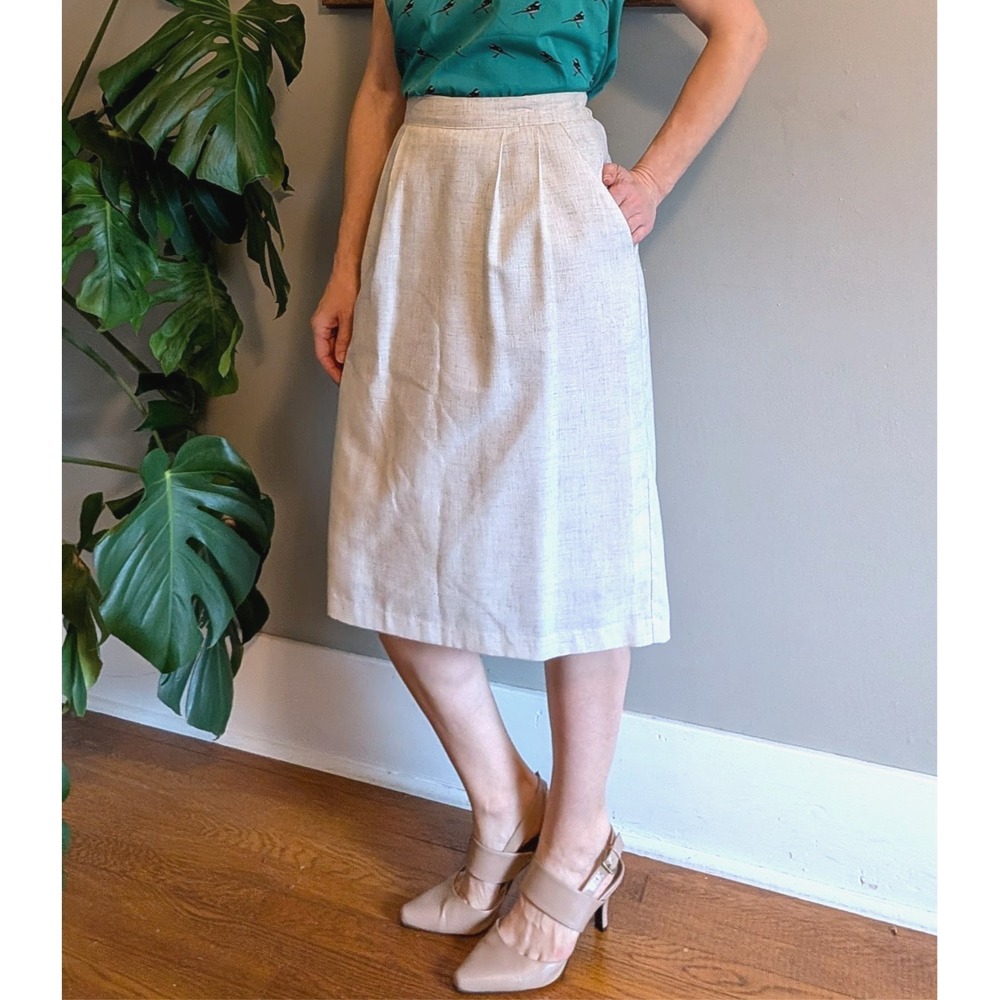 Vintage Radcliffe Skirt Womens 10 Linen Midi Office Career Modest Classic Light